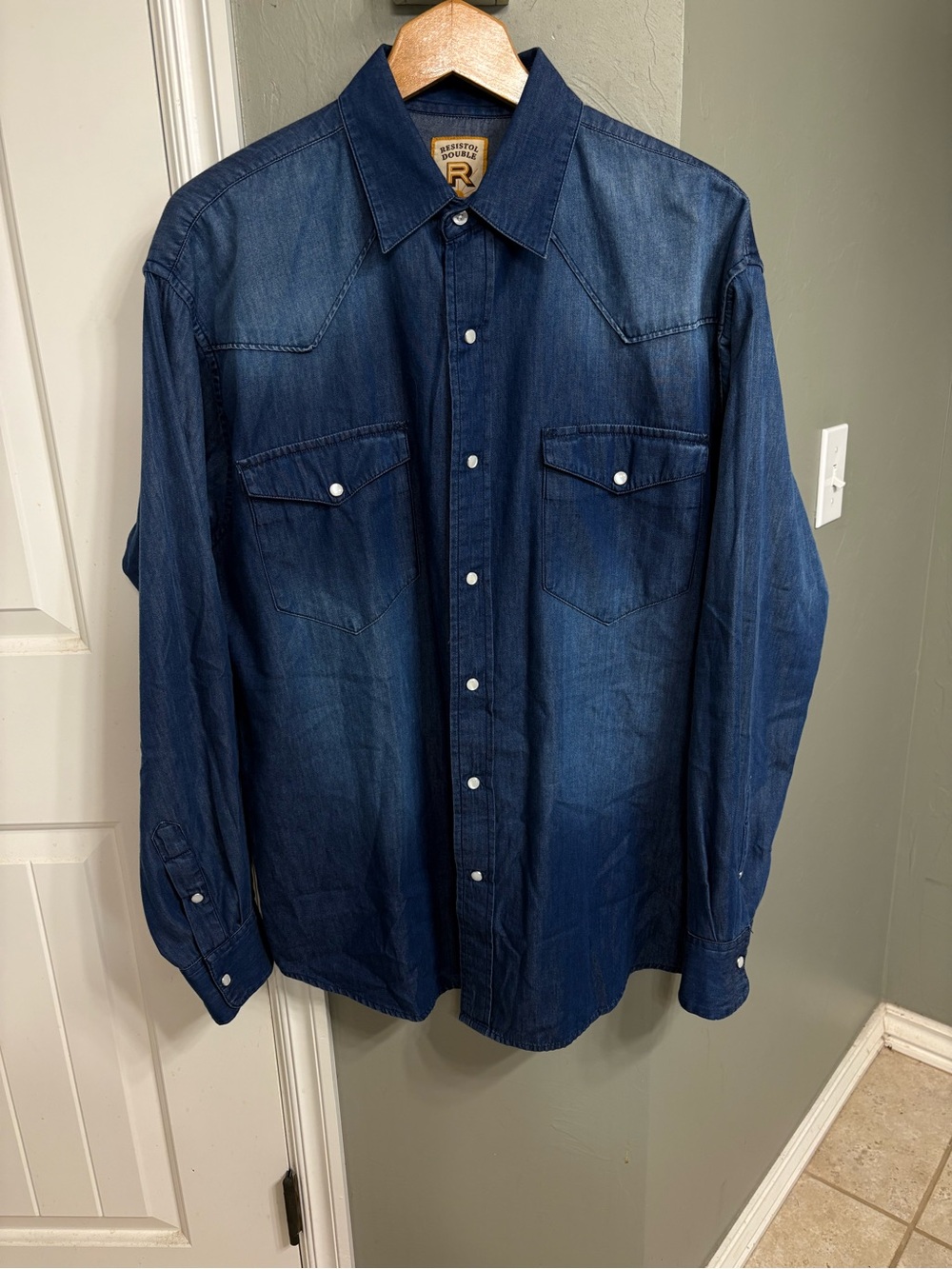 Resistor Double R Men's Indigo Pearl snapDenim Shirt Jacket with Western Pockets
